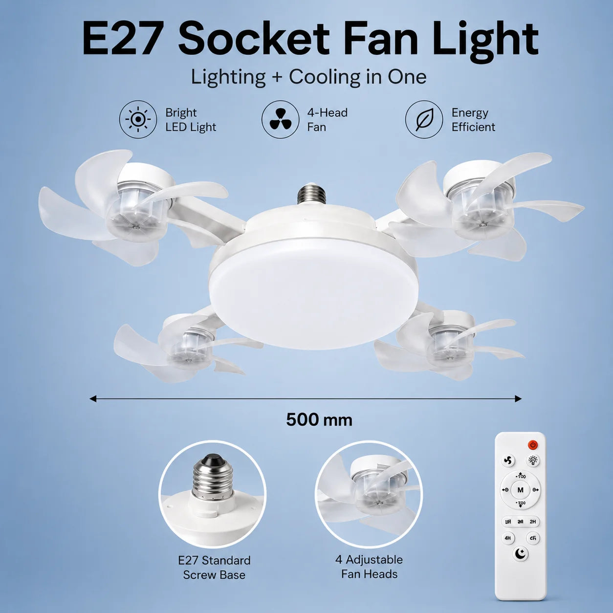 Ceiling Fan Light Remote Control Adjustment Wind Speed Timer 3 Color Modes Bedroom Decorat