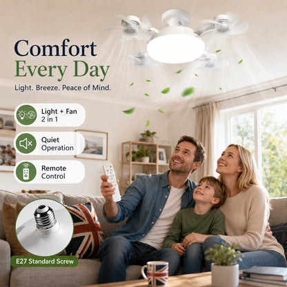 Ceiling Fan Light Remote Control Adjustment Wind Speed Timer 3 Color Modes Bedroom Decorat