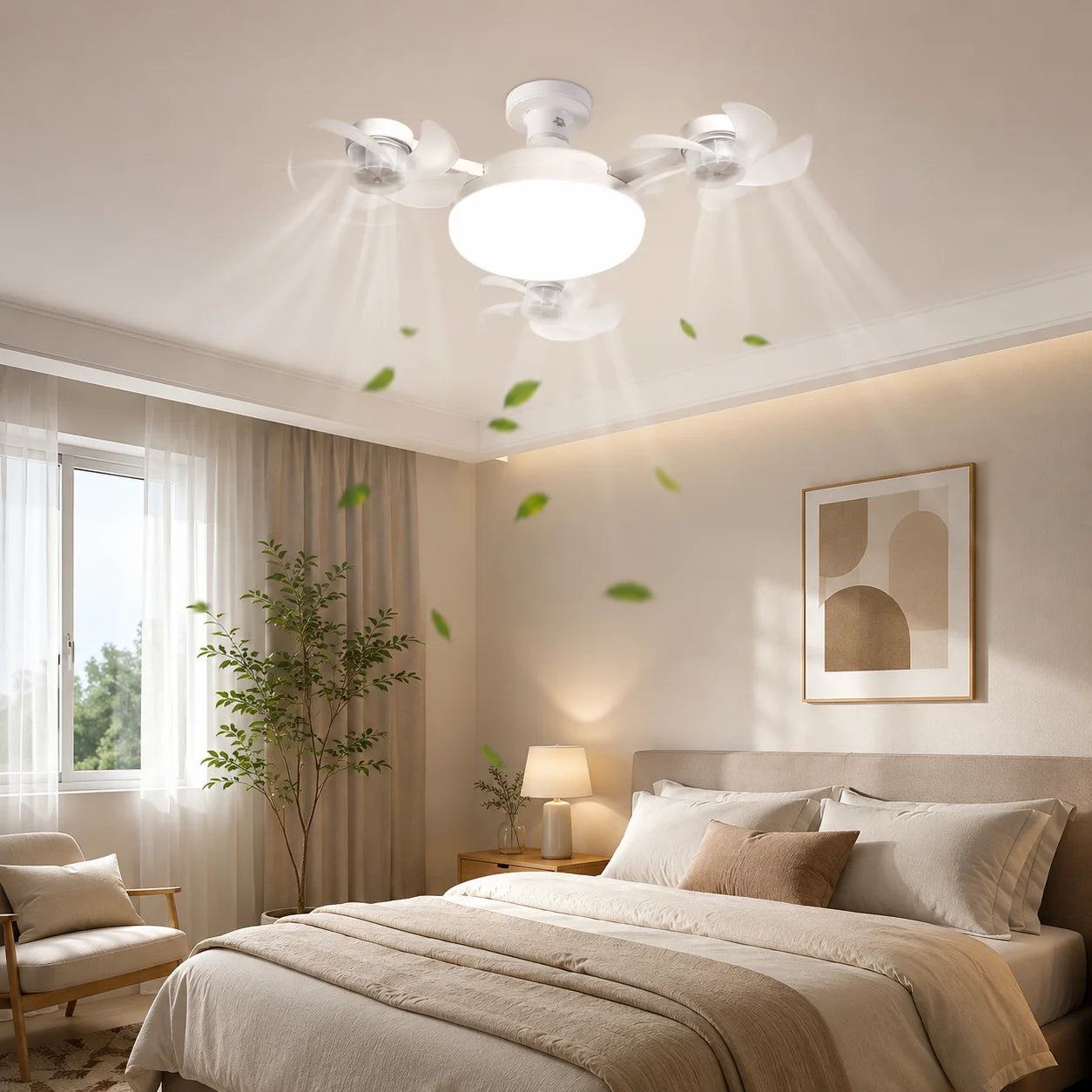 Ceiling Fan Light Remote Control Adjustment Wind Speed Timer 3 Color Modes Bedroom Decorat