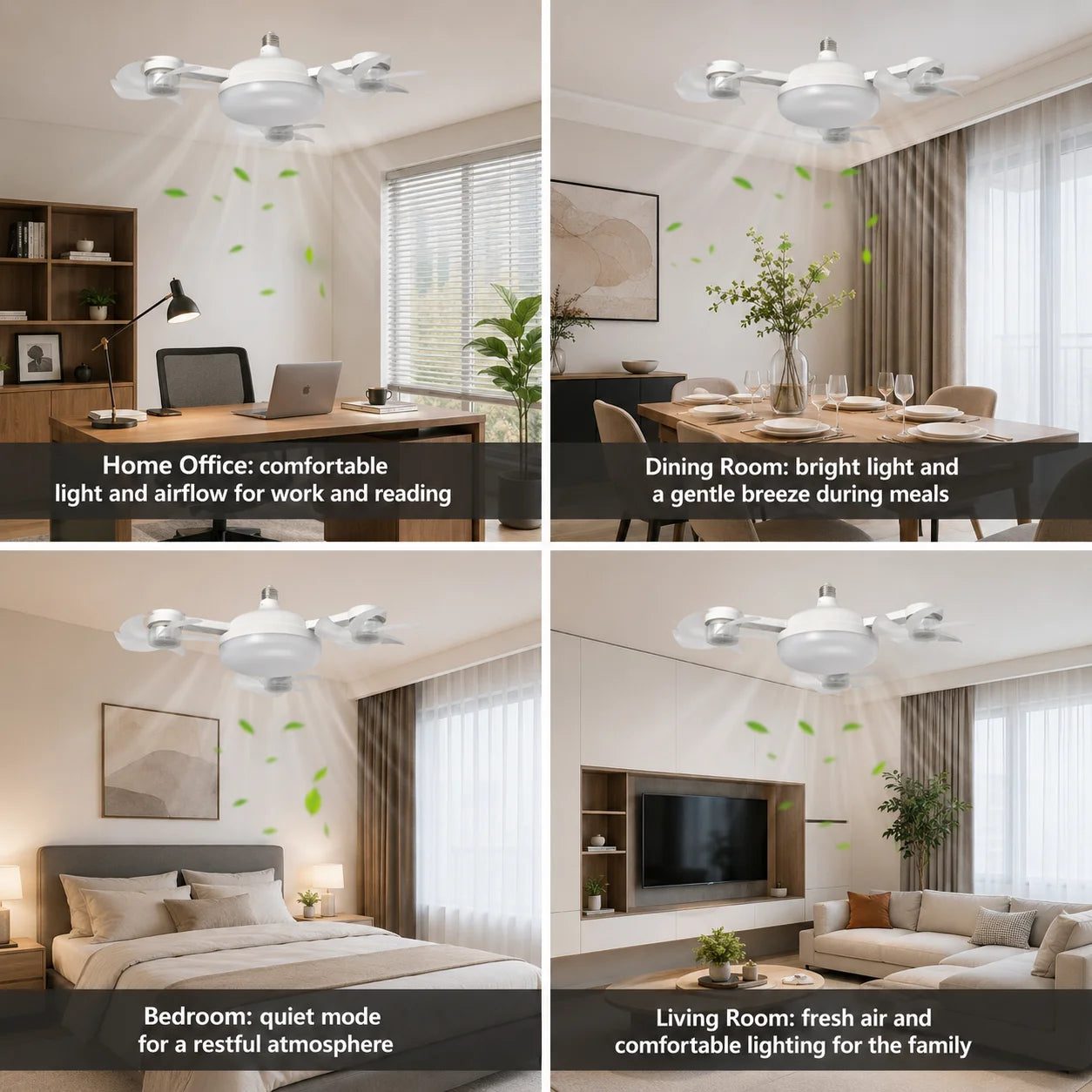 Ceiling Fan Light Remote Control Adjustment Wind Speed Timer 3 Color Modes Bedroom Decorat
