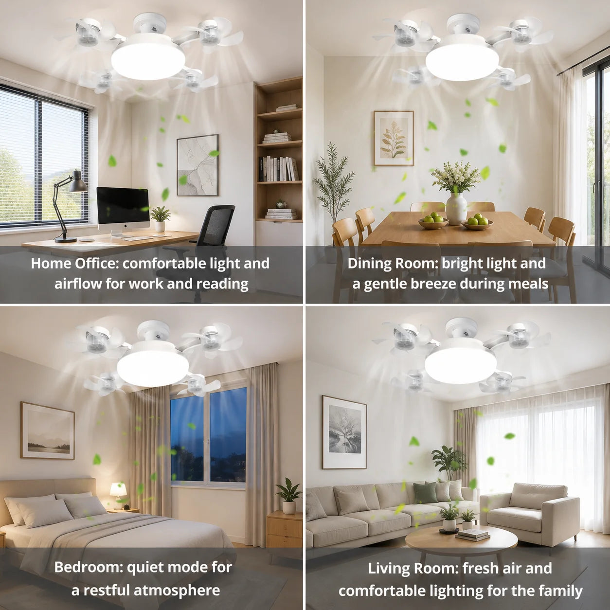 Ceiling Fan Light Remote Control Adjustment Wind Speed Timer 3 Color Modes Bedroom Decorat