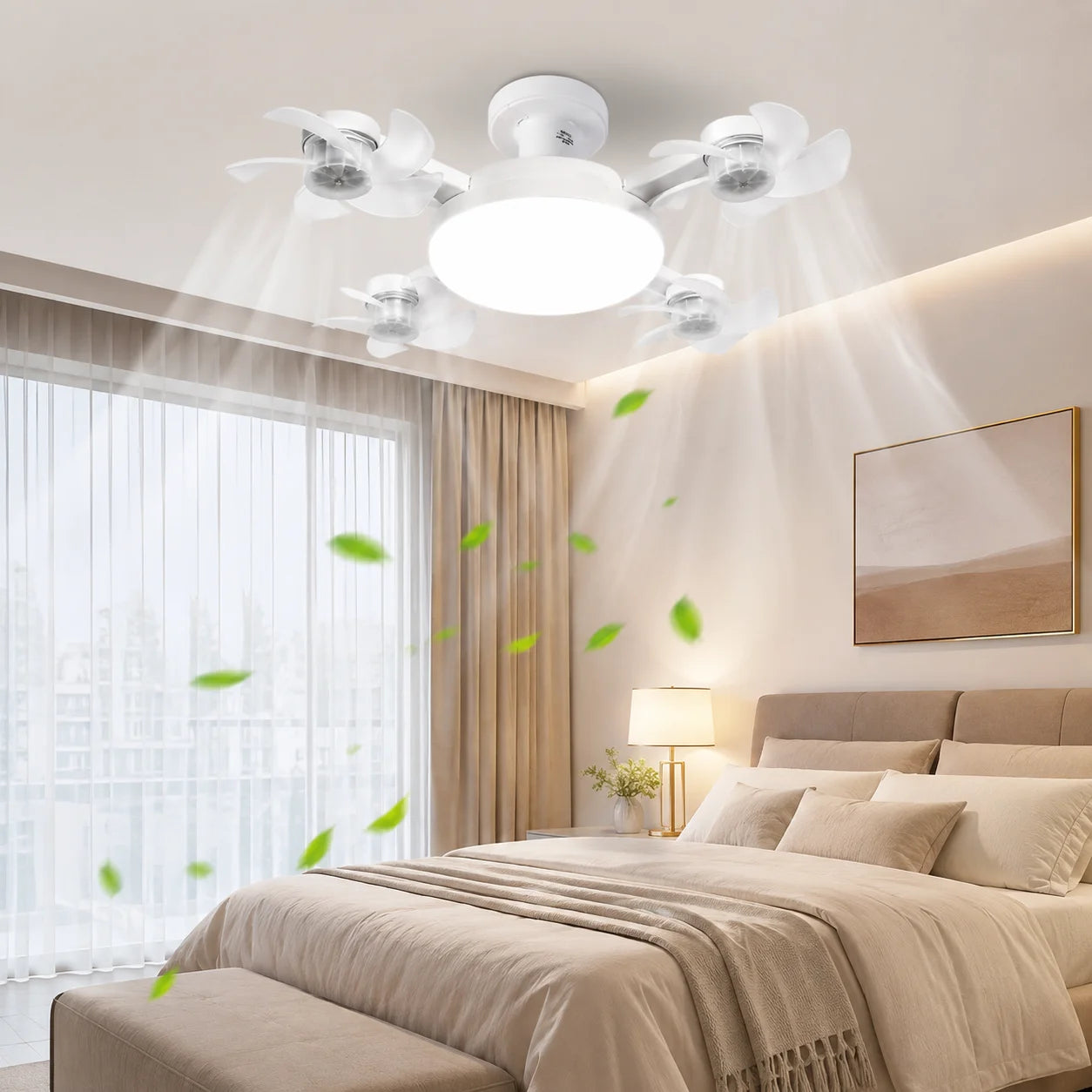 Ceiling Fan Light Remote Control Adjustment Wind Speed Timer 3 Color Modes Bedroom Decorat